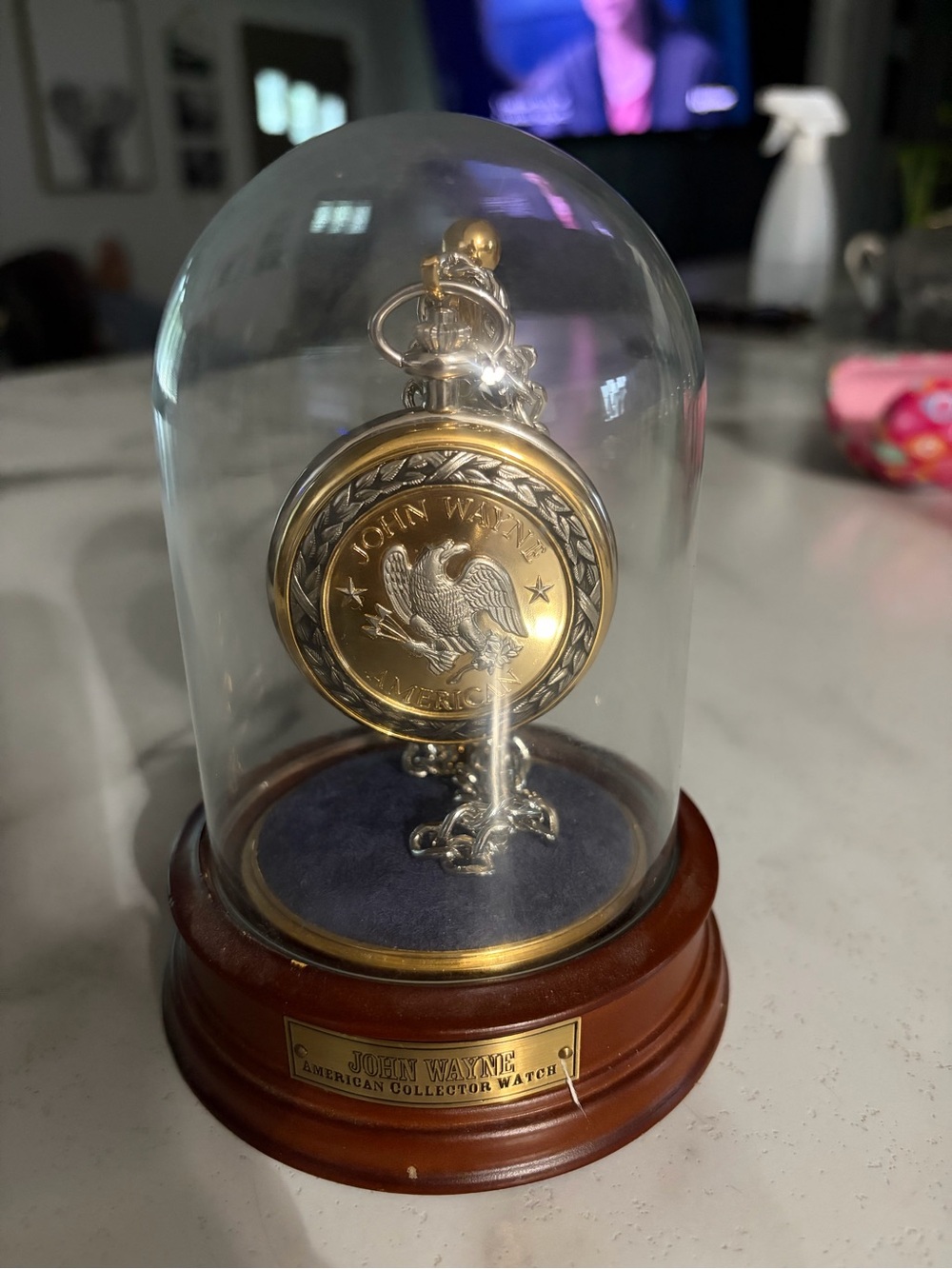 John Wayne Gold Collector Pocket Watch Display - Gold Finish